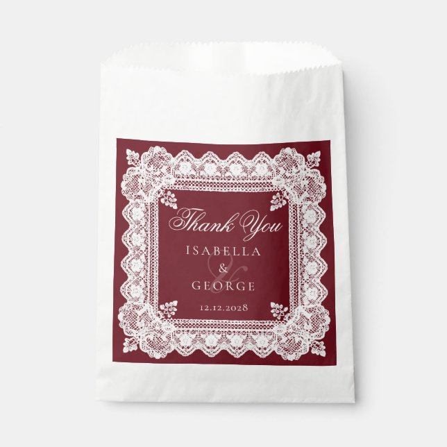 Altes Geld Hochzeit Deckchen Spitze Danke Geschenktütchen (Vorderseite)