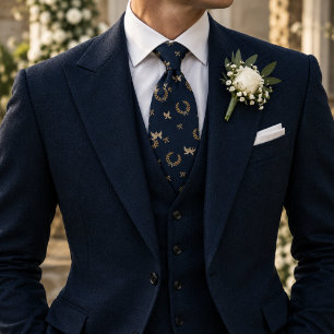 Altes Geld Hochzeit Taube Lorbeer Kranz Navy Krawatte