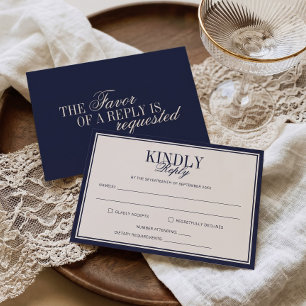 Altes Geld Klassisch Zeitloses Navy Blau Creme Hoc RSVP Karte