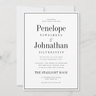 Altes Geld Minimal Serif Schwarz Weiß Hochzeit Einladung