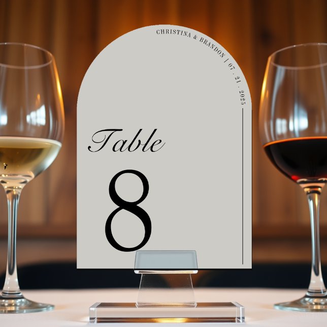 Altes Geld Minimalistische Ecru White Arch Tischnu Einladung (Old Money Minimalist Ecru White Arch Table Number
)