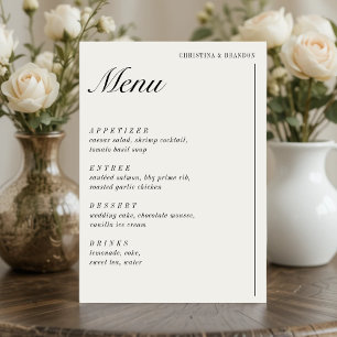 Altes Geld Minimalistische Ecru White Wedding Menükarte