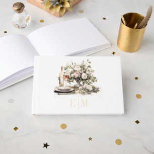 Altes Geld Mit Monogramm Champagner und Blush Wedd Gästebuch