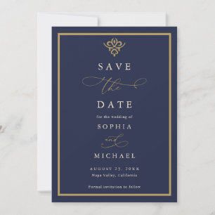 Altes Geld Navy Blau Save-The-Date-Einladung Save The Date