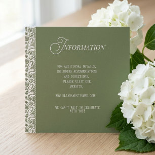 Altes Geld Oliven-Lace-Hochzeit Begleitkarte