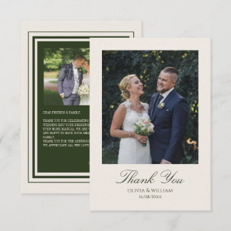 Altes Geld Olivgrün Elegante Hochzeit  Dankeskarte