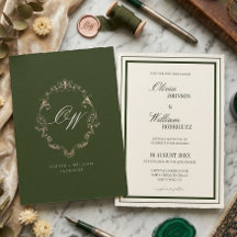 Altes Geld Olivgrün Elegantes Monogramm Hochzeit