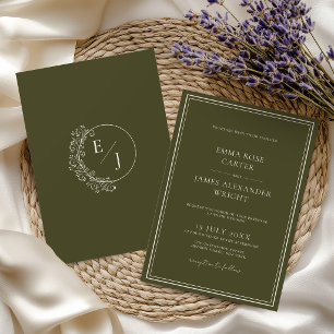 Altes Geld Olivgrüne Luxus-Hochzeit Einladung