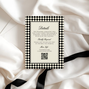 Altes Geld Retro Diamant Karo Hochzeit Begleitkarte
