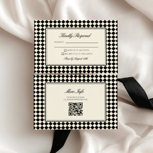 Altes Geld Retro Diamant Karo Hochzeit RSVP Karte