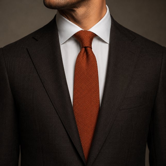 Altes Geld Rost Orange Herringbone-Tweedstoff Krawatte (Von Creator hochgeladen)