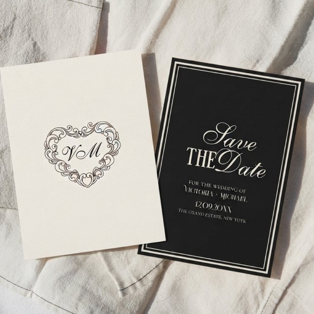 Altes Geld Schwarz Elfenbein Creme Zeitlos Fancy H Save The Date (Von Creator hochgeladen)