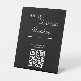 Altes Geld Schwarz & Weiß | Hochzeits-QR-Schild Sockelschild