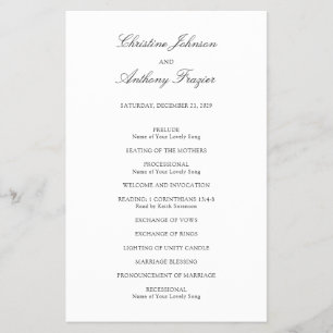 Altes Geld Schwarz-Weiß Klassisches Hochzeitsprogr Flyer