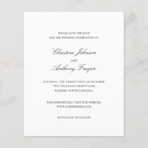 Altes Geld Schwarz-Weiße Hochzeit Save-the-Date-Ka Flyer