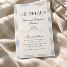 Altes Geld-Script Blau gestreifte Hochzeitsdetails