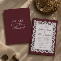 Altes Geld-Spitzen-Doily Burgunder Hochzeit