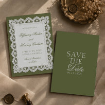 Altes Geld-Spitzen-Doily Olivgrüne Hochzeit