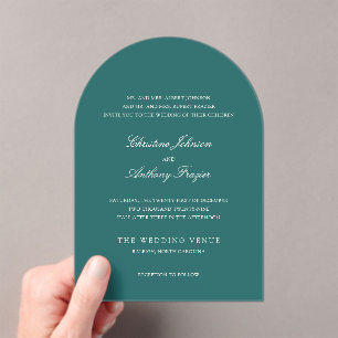 Altes Geld Teal Klassische Hochzeit Acryleinladungen