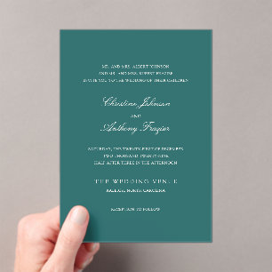 Altes Geld Teal Klassische Hochzeit Acryleinladungen