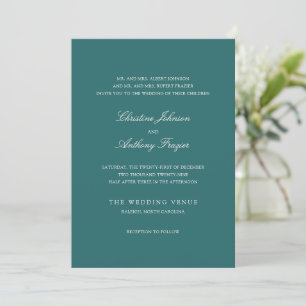 Altes Geld Teal Klassische Hochzeit Einladung