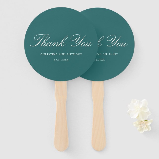 Altes Geld Teal Klassische Hochzeit Fächer (Vorne und Hinten)