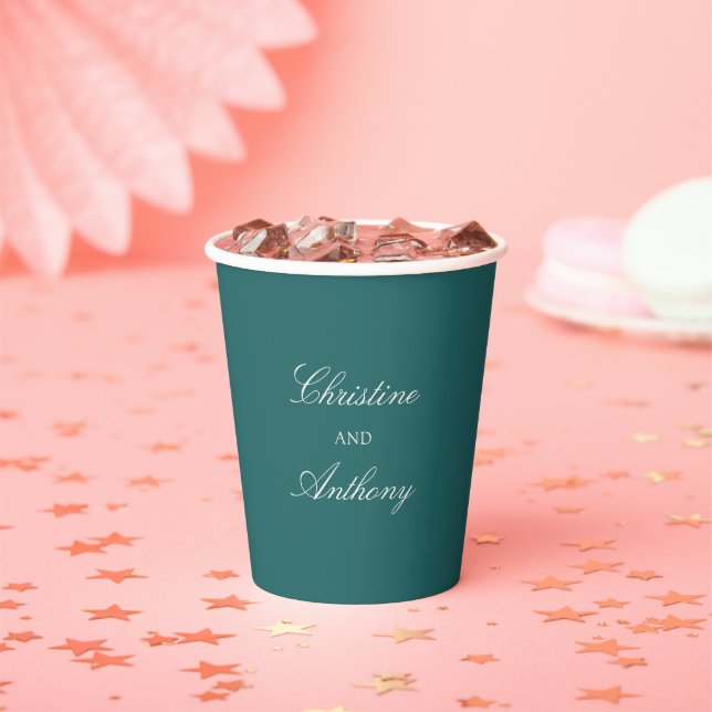 Altes Geld Teal Klassische Hochzeit Pappbecher (Insitu)
