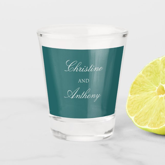 Altes Geld Teal Klassische Hochzeit Schnapsglas (Vorderseite)