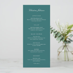 Altes Geld Teal Klassischer Gastname Hochzeit Menükarte