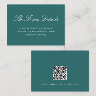 Altes Geld Teal Klassischer QR-Code-Hochzeit Begleitkarte
