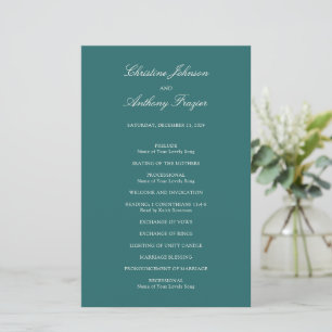Altes Geld Teal Klassisches Hochzeitsprogramm