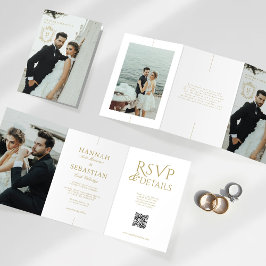 Altes Geld Vintages Wappen Hochzeit Dreifachloffen Dreifach-gefaltete Programmkarte