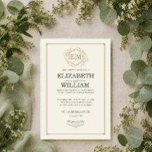 Altes Geld Waldgrüne und goldene Hochzeitseinladun