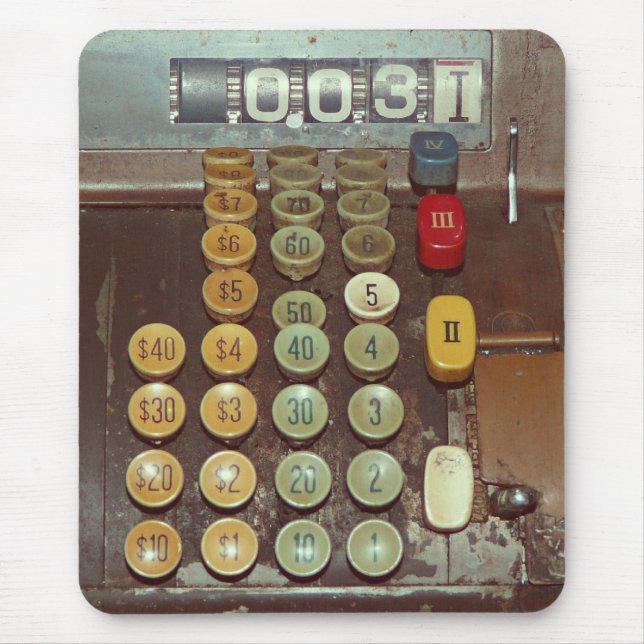 Altes Geld-Zähler - antike Registrierkasse Mousepad (Vorne)