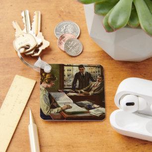 Altes Geschäftstreffen, Büro mit Führungskräften Schlüsselanhänger