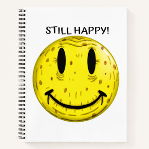 ALTES GLÜCKLICHES GESICHT. ALT, ABER NOCH GLÜCKLIC NOTIZBUCH