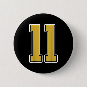 Altes Gold Schwarz Weiß Srts Nummer 11 Trikot Unif Button