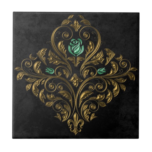 Altes Gold Smaragd Fliese (Vorderseite)