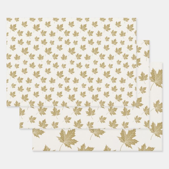 Altes goldenes Ahornleaf-Muster. Geschenkpapier Set (Set)