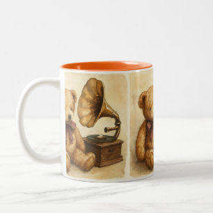 Altes Gramophon, Vintag von Natasha Us Zweifarbige Tasse