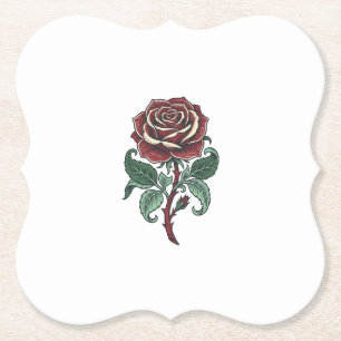 Altes graviertes Rosenblumen-Shirtdesign_1 Untersetzer