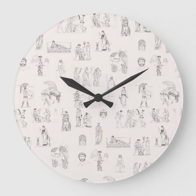 Altes Griechenland Klassisches griechisches Geschi Große Wanduhr (Vorderseite)