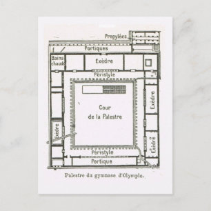 Altes Griechenland, Olympia, Plan des Gymnasiums Postkarte