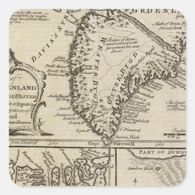 Altes Grönland Quadratischer Aufkleber (Vorderseite)