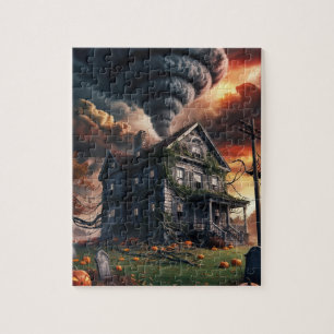 Altes Halloween-Haus und Tornado Puzzle