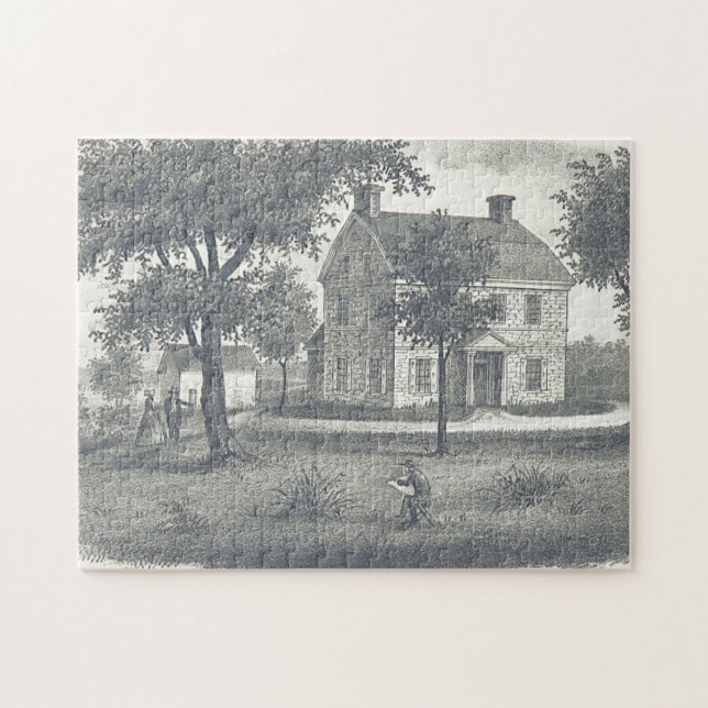 Altes Haus, Bäume, Rasen-Puzzle Puzzle (Horizontal)
