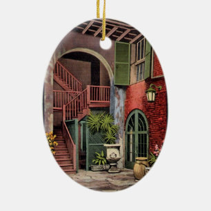 Altes Haus im French Quarter Keramik Ornament