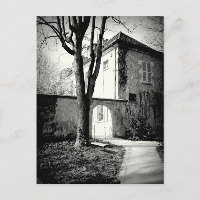 Altes Haus und Garten in Montmarte Postkarte (Vorderseite)