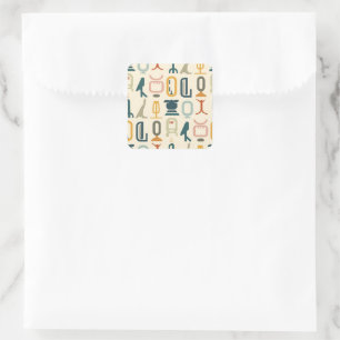 Altes Hieroglyphisches Premium-Stickermuster Quadratischer Aufkleber