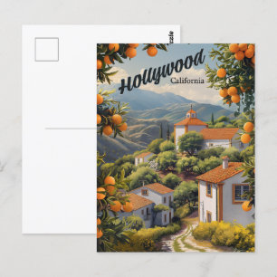 Altes Hollywood Kalifornien: Orange Groves wartet Postkarte